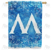 Icy Snowflakes Monogram M House Flag