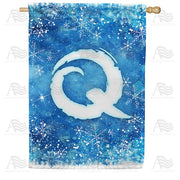 Icy Snowflakes Monogram Q House Flag