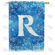 Icy Snowflakes Monogram R House Flag