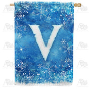 Icy Snowflakes Monogram V House Flag