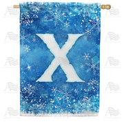 Icy Snowflakes Monogram X House Flag