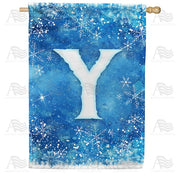 Icy Snowflakes Monogram Y House Flag