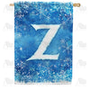Icy Snowflakes Monogram Z House Flag