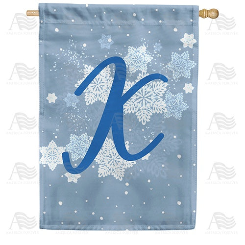 Blue Winter Monogram K House Flag
