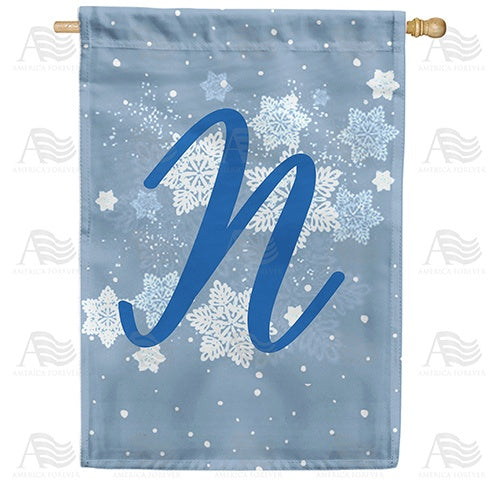 Blue Winter Monogram N House Flag