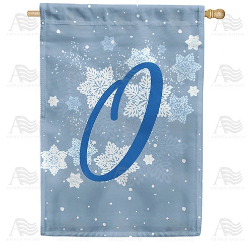 Blue Winter Monogram O House Flag