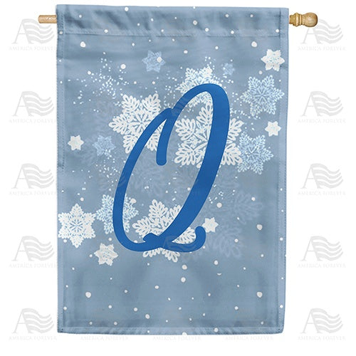 Blue Winter Monogram Q House Flag