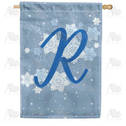 Blue Winter Monogram R House Flag