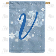 Blue Winter Monogram V House Flag