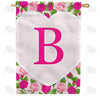 Pink Roses Monogram B House Flag