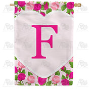 Pink Roses Monogram F House Flag