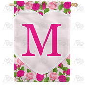 Pink Roses Monogram M House Flag