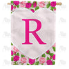 Pink Roses Monogram R House Flag