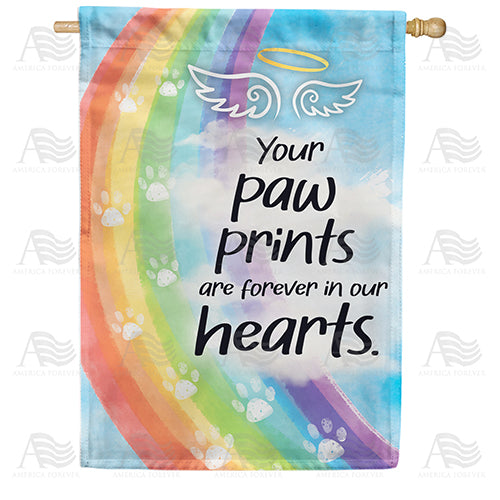 Paw Prints On My Heart House Flag