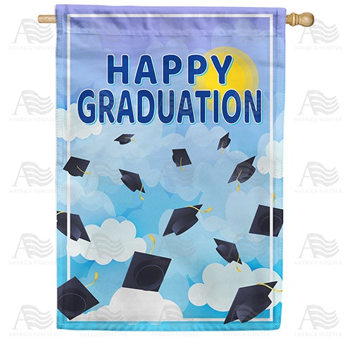 Graduation Cap Toss House Flag