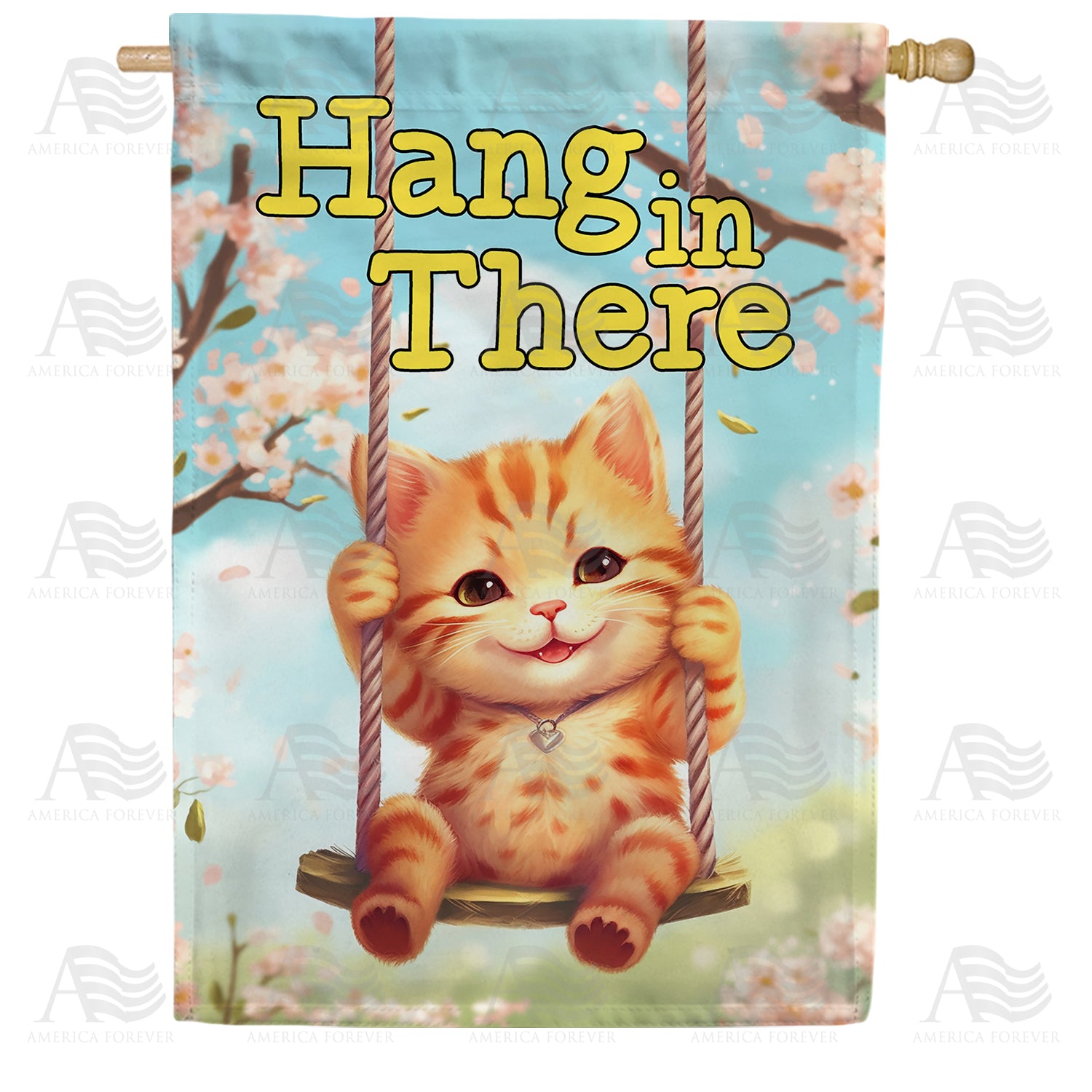 Hang In There Kitty House Flag
