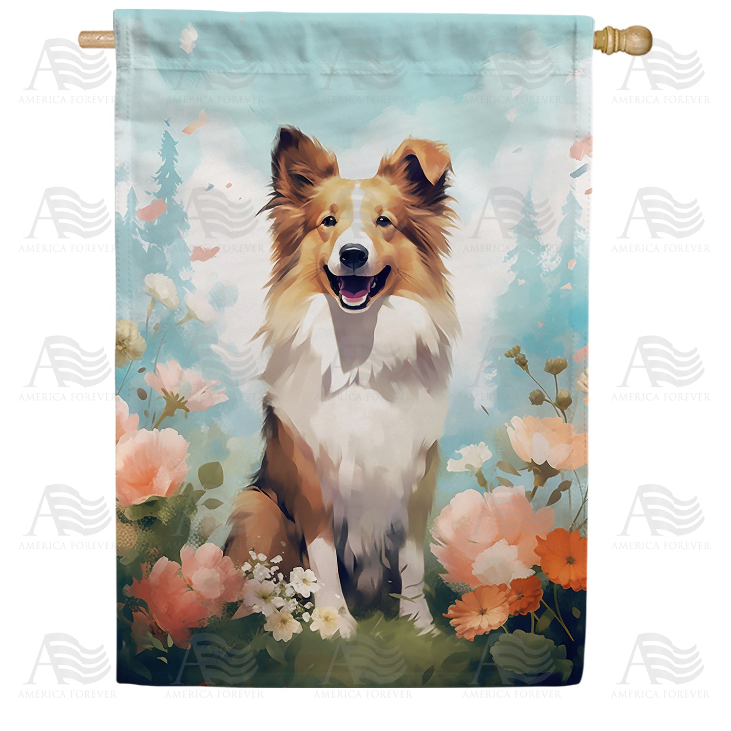 Collie Painting House Flag
