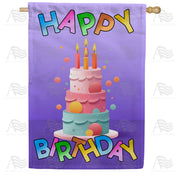 Three Tier Birthday Cake House Flag