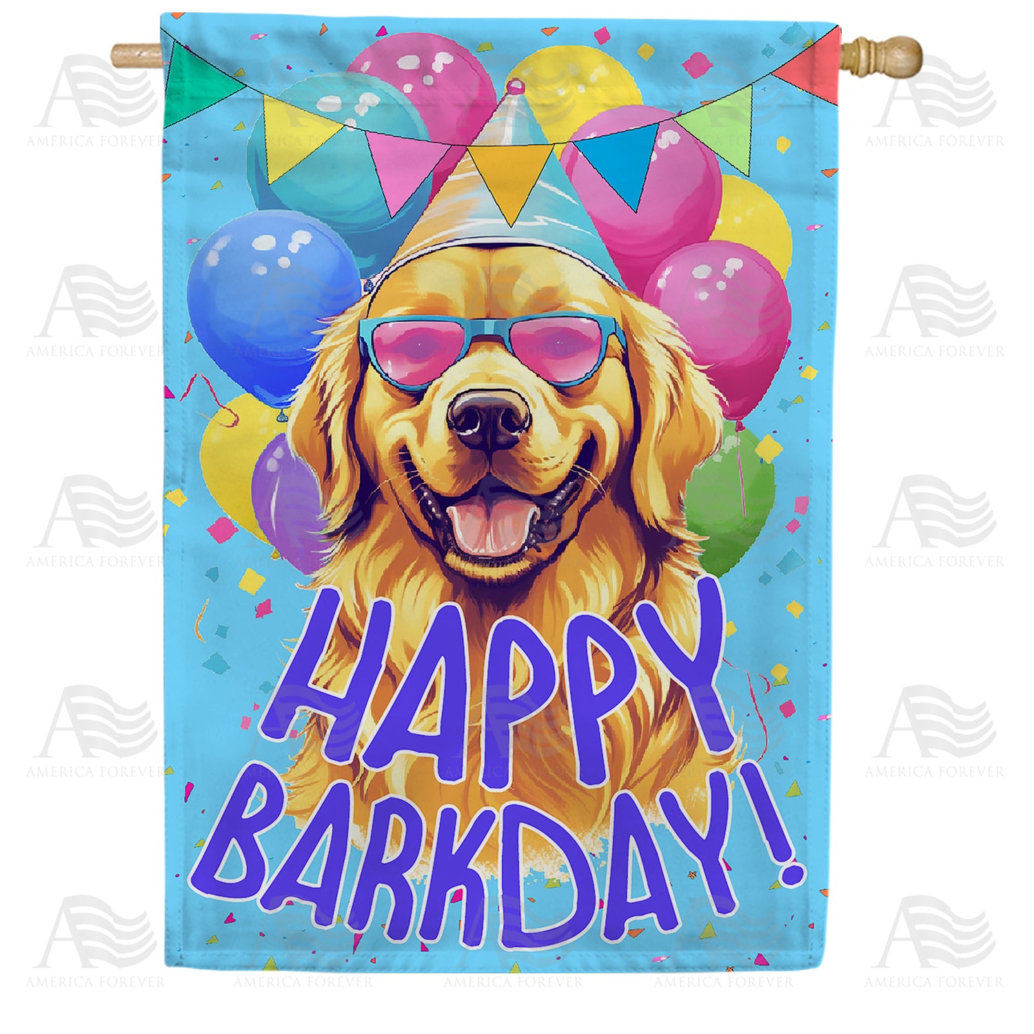 Birthday Dog House Flag