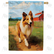 Country Collie House Flag