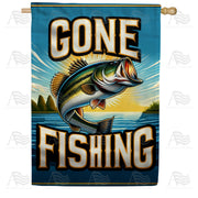 Sunset Bass Fishing House Flag