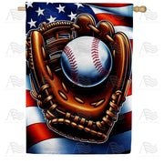 Patriotic Baseball Glove House Flag