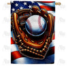 Patriotic Baseball Glove House Flag