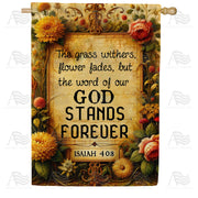 Eternal Word Floral Scripture House Flag