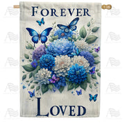 Timeless Love Floral Butterfly House Flag