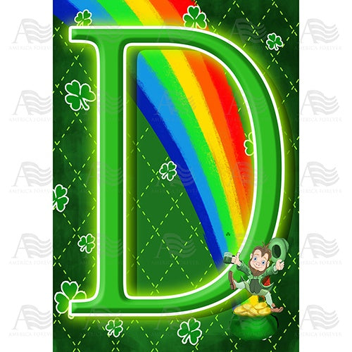 Leprechaun Rainbow - Monogram D House Flag