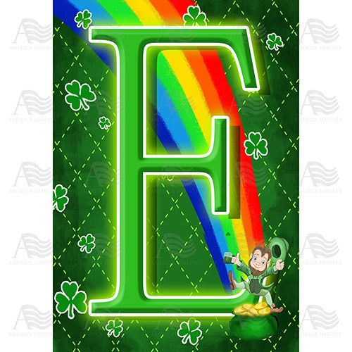 Leprechaun Rainbow - Monogram E House Flag