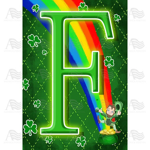 Leprechaun Rainbow - Monogram F House Flag