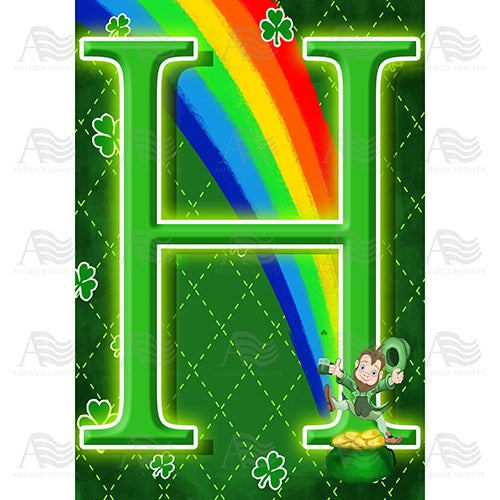 Leprechaun Rainbow - Monogram H House Flag