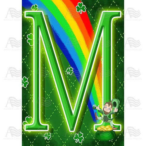 Leprechaun Rainbow - Monogram M House Flag