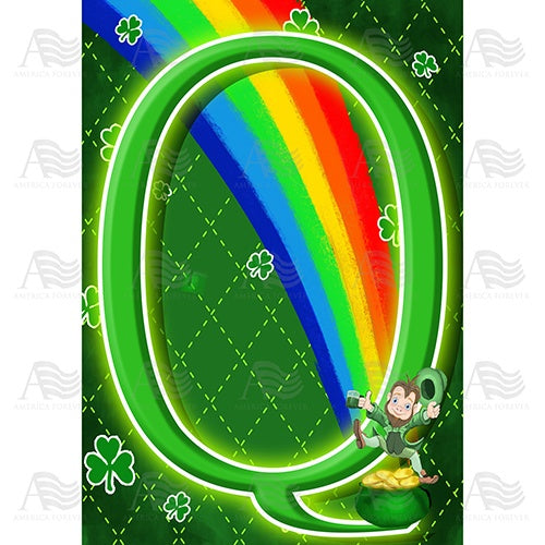 Leprechaun Rainbow - Monogram Q House Flag