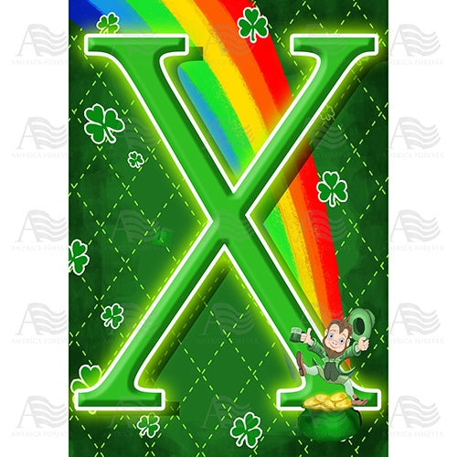 Leprechaun Rainbow - Monogram X House Flag