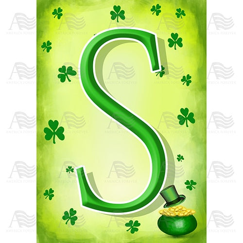 St. Patty's Pot O' Gold - Monogram S House Flag