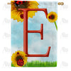 Ladybugs and Sunflowers - Monogram E House Flag