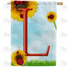 Ladybugs and Sunflowers - Monogram L House Flag