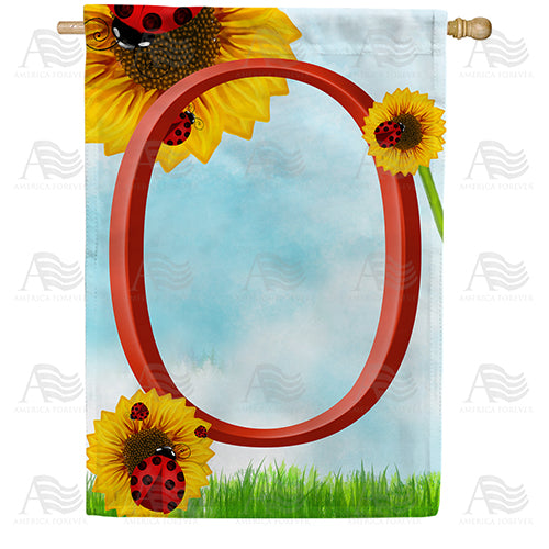 Ladybugs and Sunflowers - Monogram O House Flag