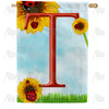 Ladybugs and Sunflowers - Monogram T House Flag