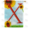 Ladybugs and Sunflowers - Monogram X House Flag