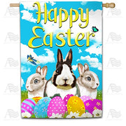 Happy Easter Bunny Friends House Flag