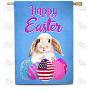 Patriotic Easter Bunny House Flag