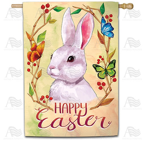 Watercolor Easter Bunny House Flag