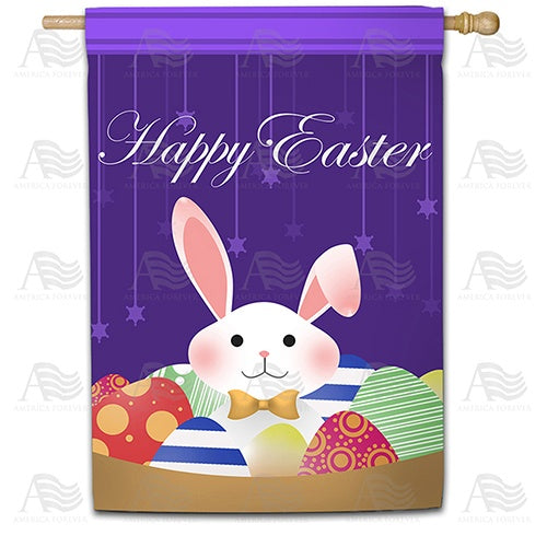 Happy Easter Cartoon Bunny House Flag