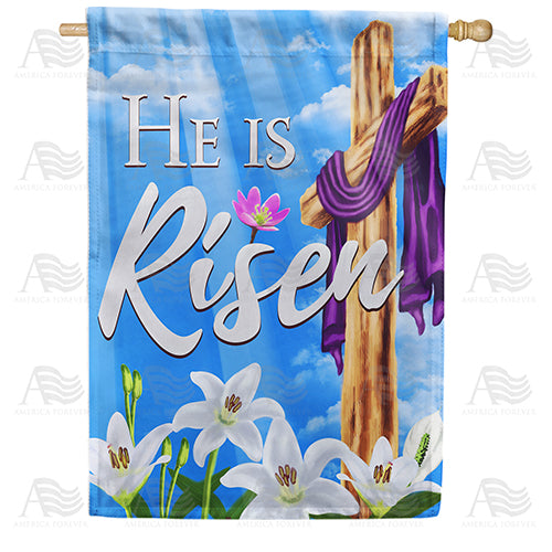 He is Risen Sky and Lilies House Flag