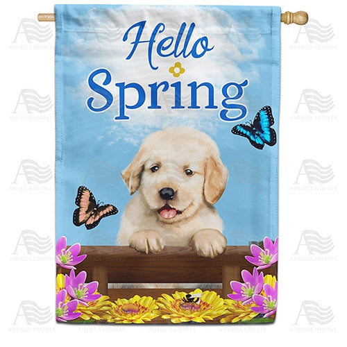 Spring Labrador Puppy House Flag