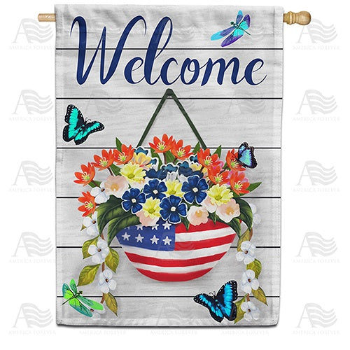 Welcome American Spring Butterflies House Flag