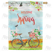 Vintage Spring Bicycle House Flag